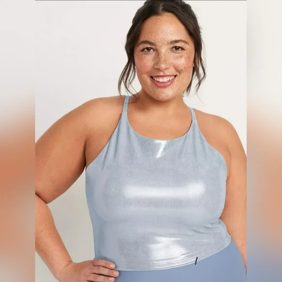 OLD NAVY Women’s Light Support PowerSoft Longline Sports Bra Melted Ice NWOT - Picture 6 of 11